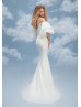 Off Shoulder Ivory Pleated Satin Organza Chic Wedding Dress